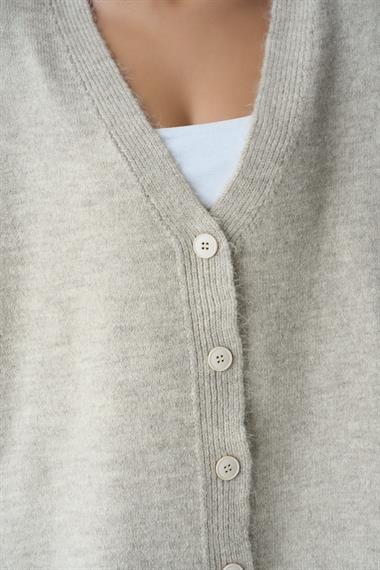 Kadın Nina V Yaka Triko Hırka - Açık bej