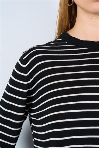 Kadın Olie Triko Kazak - Siyah-Krem