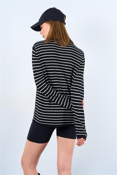 Kadın Olie Triko Kazak - Siyah-Krem