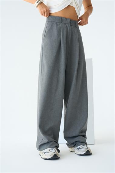 Kadın Simva Palazzo Dokuma Pantolon - Gri