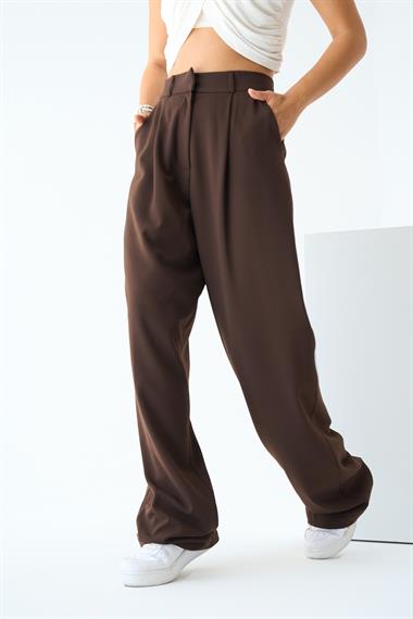 Kadın Simva Palazzo Dokuma Pantolon - KAHVE