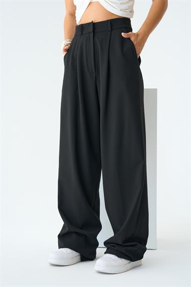 Kadın Simva Palazzo Dokuma Pantolon - Siyah