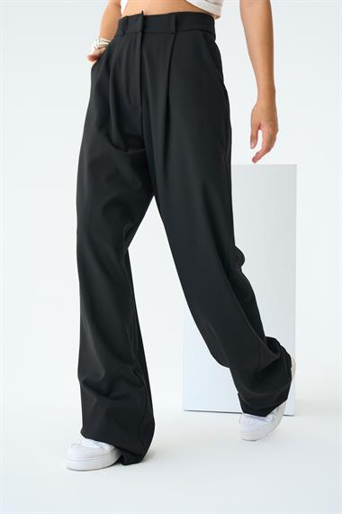 Kadın Simva Palazzo Dokuma Pantolon - Siyah