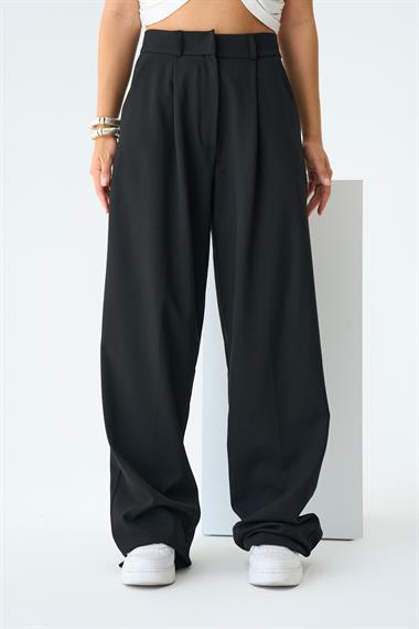Kadın Simva Palazzo Dokuma Pantolon - Siyah