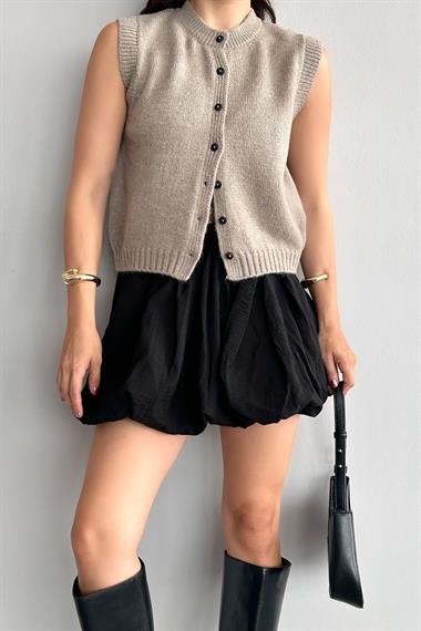 Kadın Sonya Triko Yelek - Açık Vizon