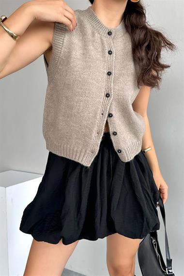 Kadın Sonya Triko Yelek - Açık Vizon