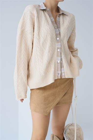 Kadın Valencia Triko Hırka - Vanilya-Bej