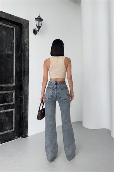 Kesik Paça Straight Fit Kot Pantolon