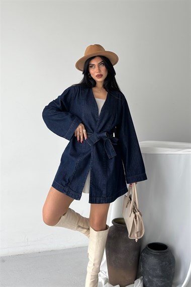 Kuşak Bağlamalı Oversize Ceket 6246