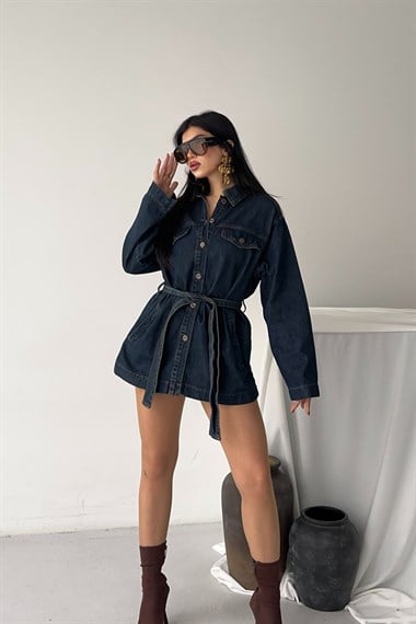 Kuşaklı Oversize Gömlek 6250