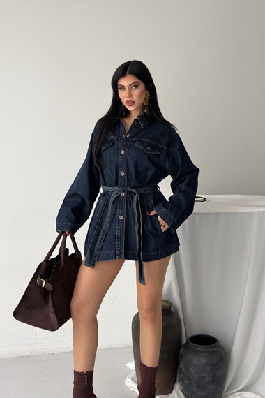 Kuşaklı Oversize Gömlek 6250