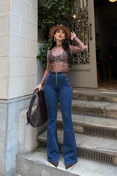 Kuşgözü Detaylı Bağcıklı Pantolon