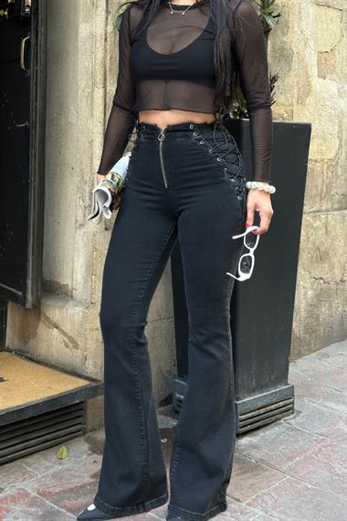 Kuşgözü Detaylı Bağcıklı Pantolon