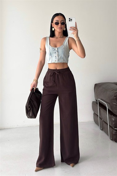 Lastikli Palazzo Pantolon HS708