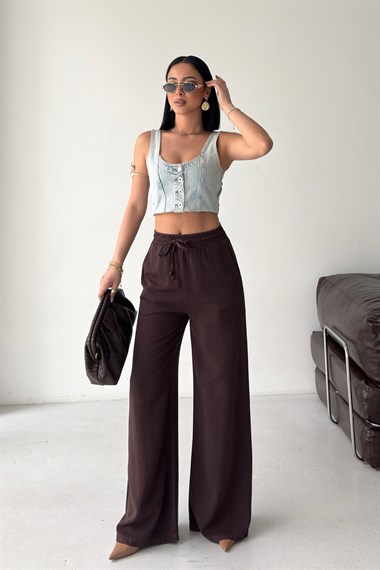 Lastikli Palazzo Pantolon HS708