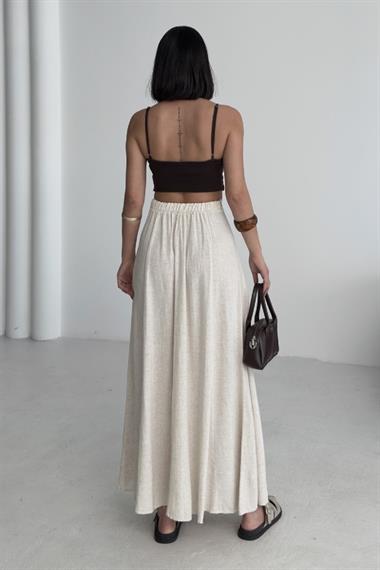 Lastikli Uzun Keten Etek