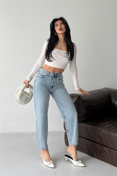 Likrasız Mom Kot Pantolon 7057
