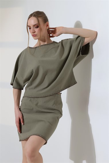 Nakışlı Oversize Bluz