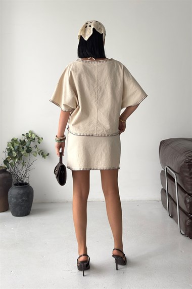 Nakışlı Oversize Bluz