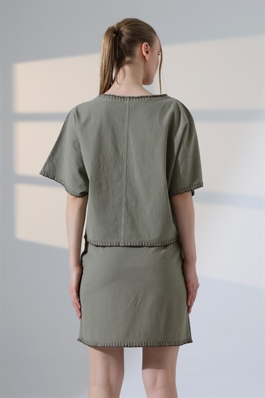 Nakışlı Oversize Bluz