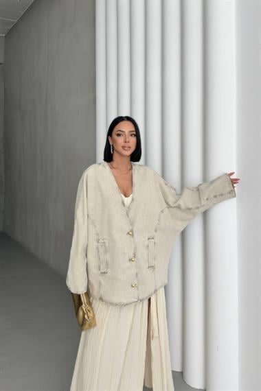 Oversize Yarasa Kollu Kot Ceket