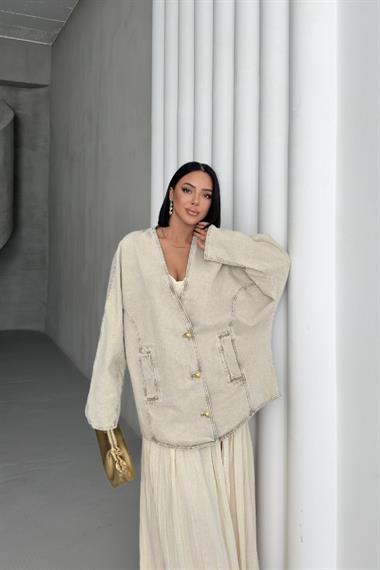 Oversize Yarasa Kollu Kot Ceket