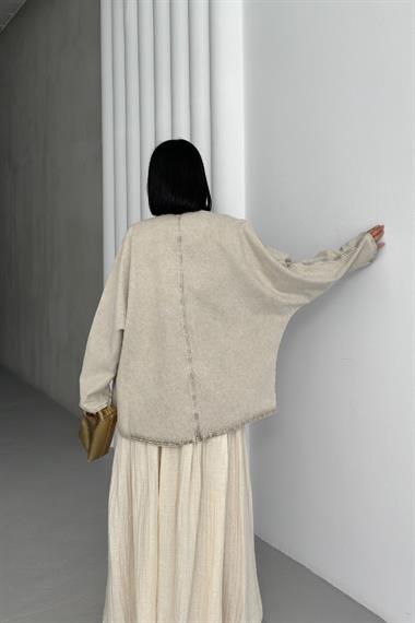 Oversize Yarasa Kollu Kot Ceket