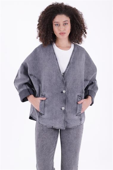 Oversize Yarasa Kollu Kot Ceket