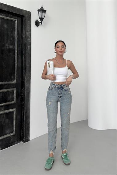 Paçası Mom Fit Kot Pantolon