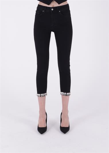 Paçası Taşlı Skinny Kot Pantolon