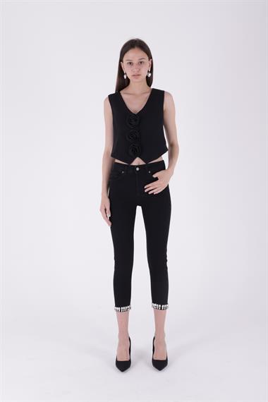 Paçası Taşlı Skinny Kot Pantolon