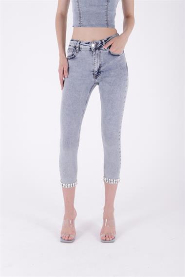 Paçası Taşlı Skinny Kot Pantolon