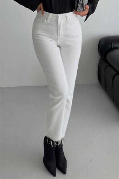 Paçasılı Dikişsiz Paça Mom Kot Pantolon