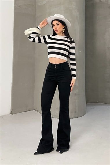 Pensli Geniş Kemerli Kot Pantolon 7151