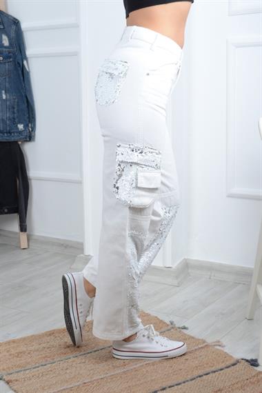 Pul Payetli Kot Pantolon