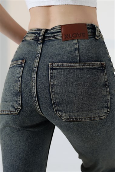 Serpme Taşlı  Relax Kot Pantolon 7193