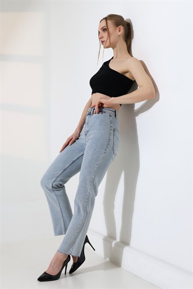 Serpme Taşlı  Relax Kot Pantolon 7193