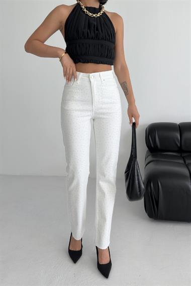 Serpme Yıldızlı Mom Fit Kot Pantolon