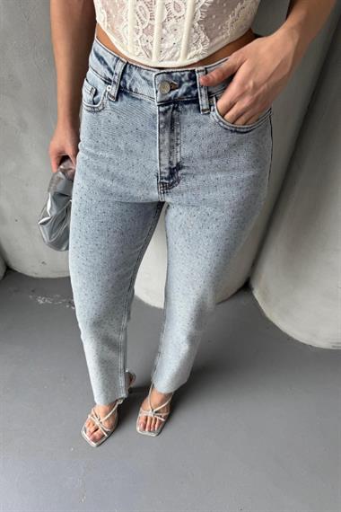 Serpme Yıldızlı Mom Fit Kot Pantolon