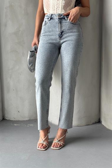 Serpme Yıldızlı Mom Fit Kot Pantolon