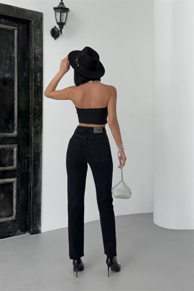 Taşlı Mom Fit Kot Pantolon