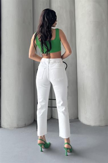 Taşlı Mom Fit Kot Pantolon