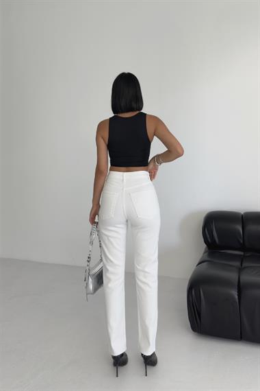 Taşlı Mom Fit Kot Pantolon