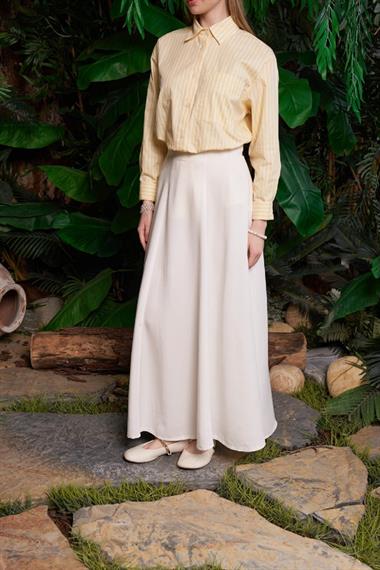 Volanlı Uzun Keten Etek