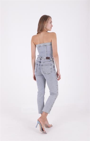 Yanları Droplı Mom Fit Kot Pantolon