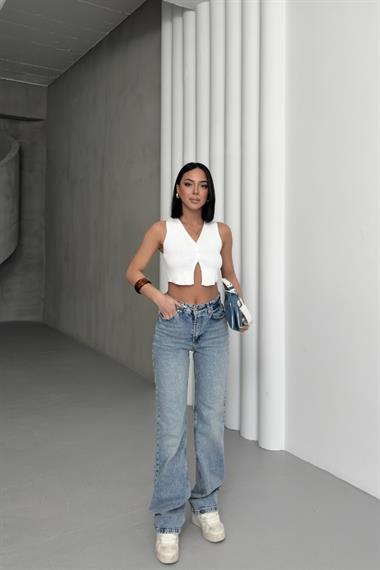 Yüksel Bel Straight Kot Pantolon