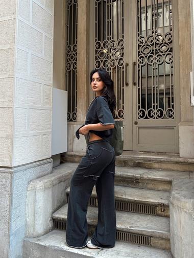 Arka Cep Detay Yikamalı Takım