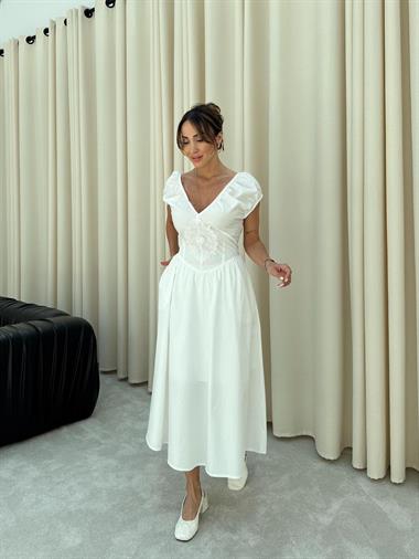 Balon Kol Astarlı Elbise