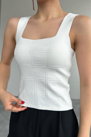 Bekletmeli Askılı Atlet - Beyaz