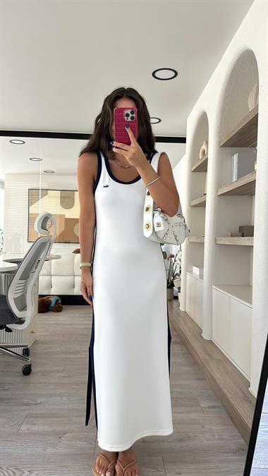 Brand Model Dress with Side Slit and Piping